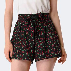 Allegra K Navy Blue Cherries Tie Shorts Sz M